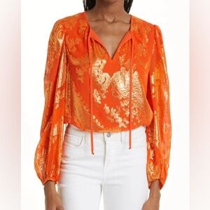 NWT Kobi Halperin Nicky Floral Brocade Silk Blend Blouse Size S